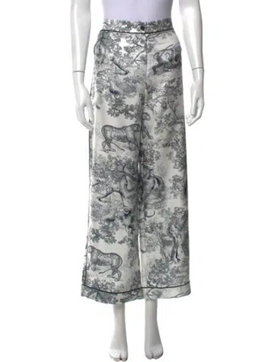 Pre-owned Dior Silk Wide Leg Pants In White