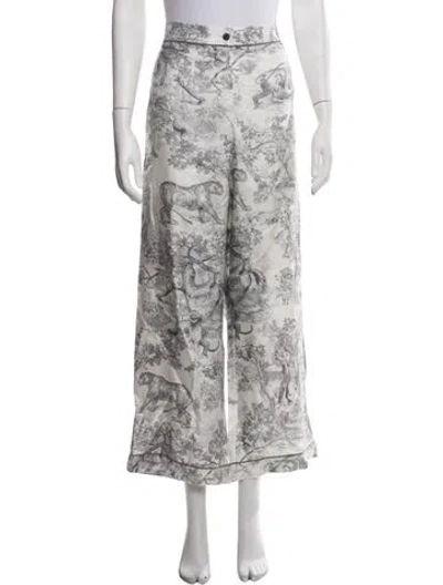 Pre-owned Dior Silk Wide Leg Pants In White