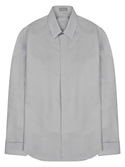 Dior Silk-cotton Blend Shirt For Men - Fw25 In Gray