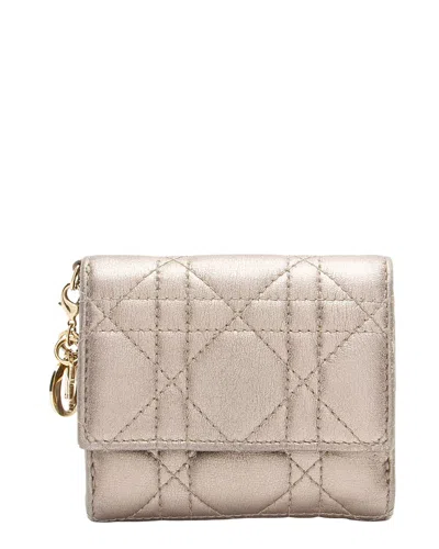 Pre-owned Dior Silver Calfskin Lady Lotus Wallet (authentic Pre-loved)