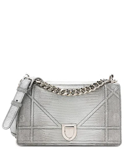 Dior Silver Calfskin Leather Small Ama Flap Bag (authentic Pre-loved)