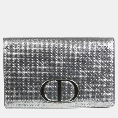 Pre-owned Dior Silver Leather 2-in-1 30 Montaigne Belt And Shoulder Bag