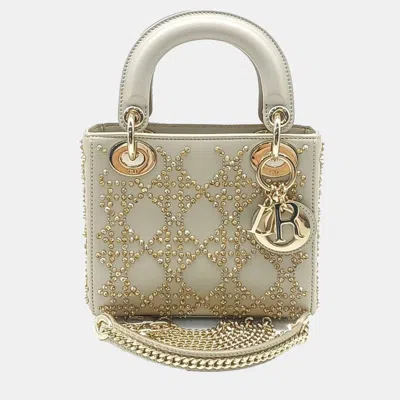 Pre-owned Dior Silver Leather Lady Bag Mini