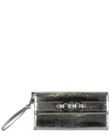 Dior Christian  Silver Leather Pochette (authentic Pre-loved) In Black