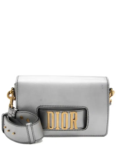 Dior Silver Metallic Leather Dio(r)evolution Flap Bag (authentic )