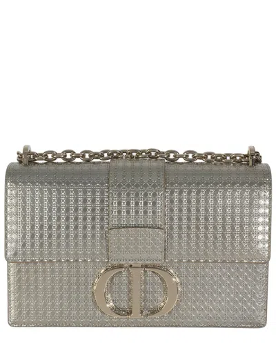 Dior Silver Patent Leather 30 Montaigne Flap Bag (authentic Pre-loved) In Gray