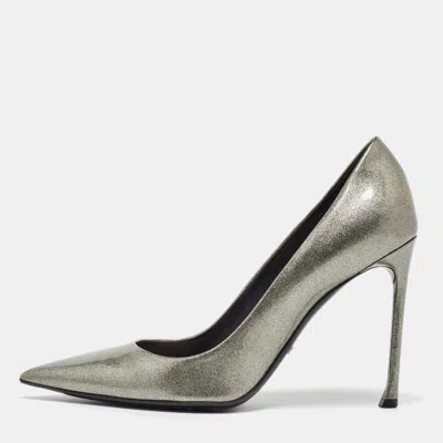 Pre-owned Dior Silver Patent Leather Pointed Toe Pumps Size 40