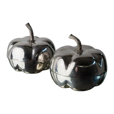 Pre-owned Dior Silver-plated Vintage Christian  Pumpkin Set Lighter & Ashtray Or Bowl, 70s