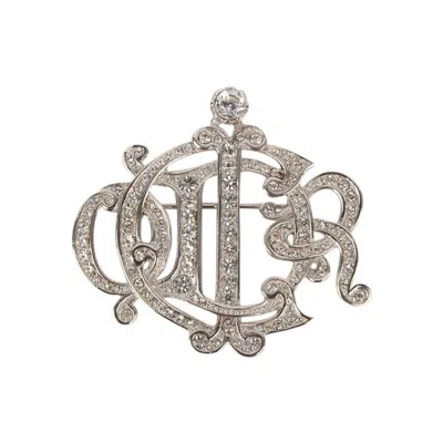 Pre-owned Dior Silvery Brooch With Rhinestones In Multi