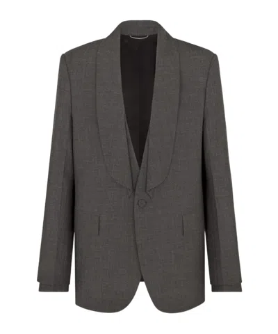Dior Single-breasted Sheepwool Suit Coat In Black