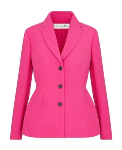 Dior Single-breasted Wool Suit Jacket In Pink