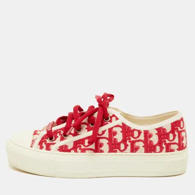 Pre-owned Dior Size 35 Red Canvas Low Top Sneakers