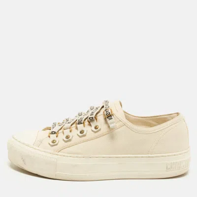 Pre-owned Dior Size 35.5 White Canvas Low Top Sneakers