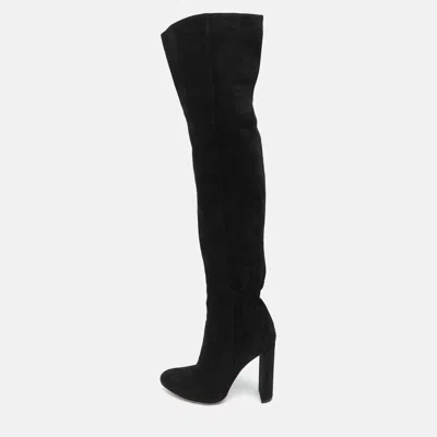 Pre-owned Dior Size 36.5 Black Suede Over The Knee Boots