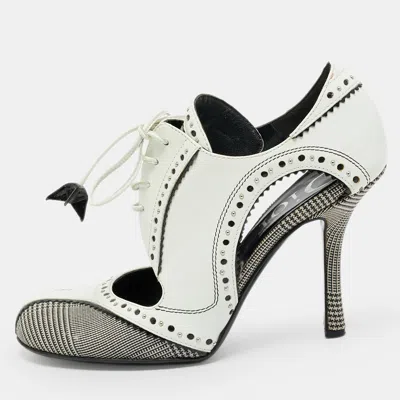 Pre-owned Dior Size 36.5 White Leather Cut Out Booties