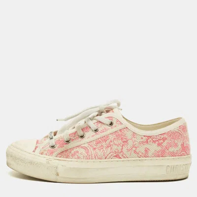 Pre-owned Dior Size 37 Brush Pink/white Jacquard Low Top Sneakers