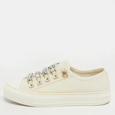 Pre-owned Dior Size 37 Cream Canvas Low Top Sneakers In White