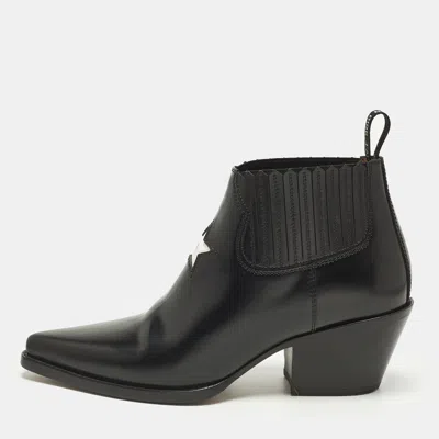 Pre-owned Dior Size 37.5 Black Leather Ankle Length Boots