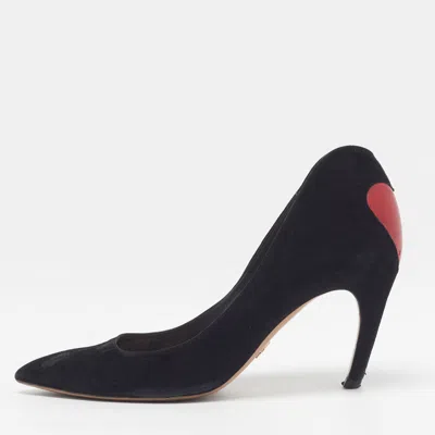 Pre-owned Dior Size 37.5 Black Suede Silhouette Heel Pumps