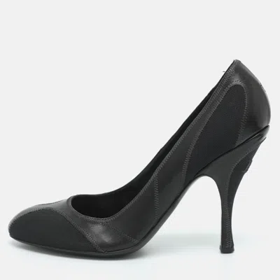 Pre-owned Dior Size 38 Black Canvas And Leather Pumps