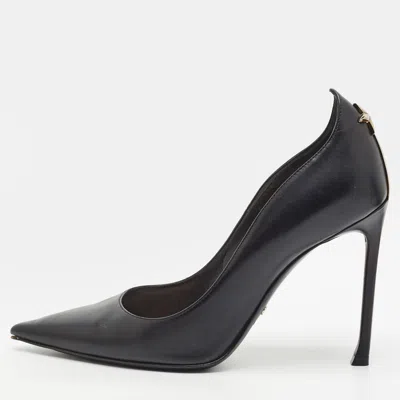 Pre-owned Dior Size 38 Black Leather Pointed Toe Pumps