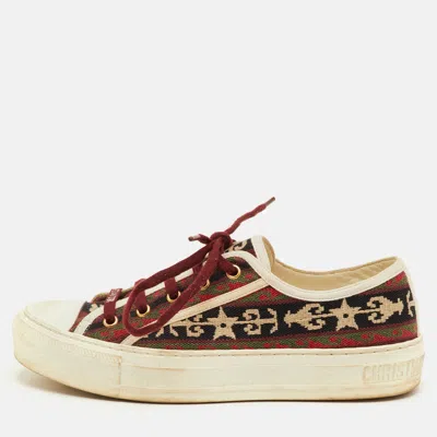 Pre-owned Dior Size 38 Multicolor Embroidered Canvas Low Top Sneakers