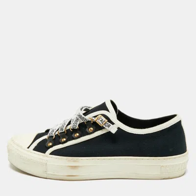 Pre-owned Dior Size 38 Navy Blue Canvas Low Top Sneakers