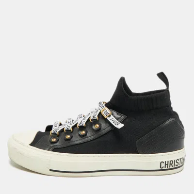 Pre-owned Dior Size 39 Black Knit Fabric And Leather High Top Sneakers