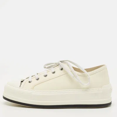 Pre-owned Dior Size 39 White Canvas And Rubber Platform Sneakers