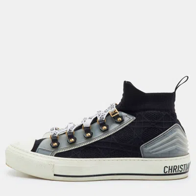 Pre-owned Dior Size 39.5 Black Cannage Technical Fabric And Rubber Low Top Sneakers