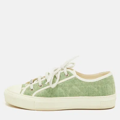 Pre-owned Dior Size 40 Green Cannage Fabric And Rubber Low Top Sneakers