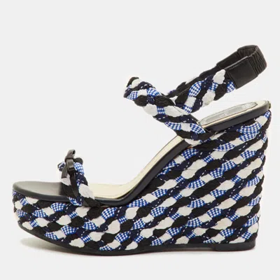 Pre-owned Dior Size 40 Multicolor Braided Fabric And Leather Open Toe Platform Wedge Sandals