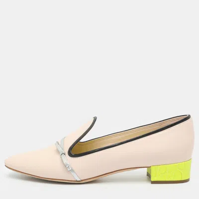 Pre-owned Dior Size 41 Blush Pink Leather Bow Detail Loafers