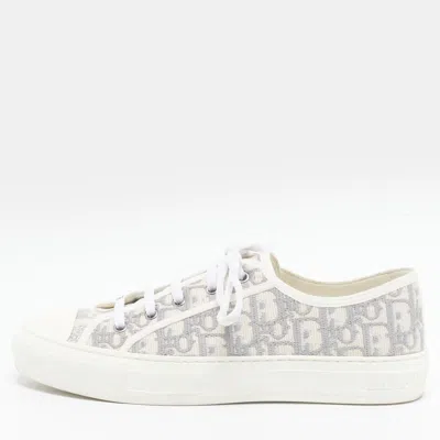 Pre-owned Dior Size 41 Grey/white Oblique Jacquard Low Top Sneakers In Gray