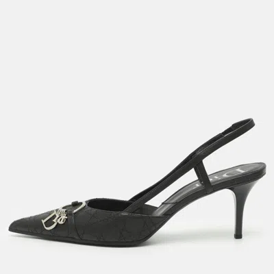 Pre-owned Dior Size 41.5 Black Cannage Leather Slingback Pointed Toe Sandals