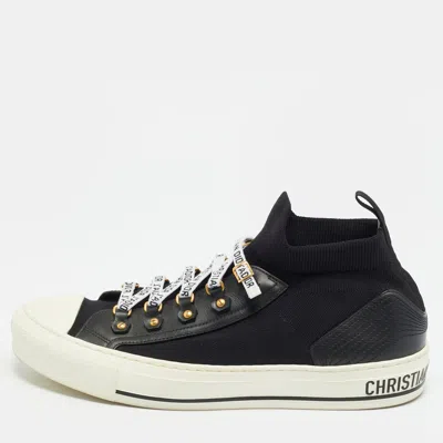 Pre-owned Dior Size 41.5 Black Canvas And Leather Lace Up Sneakers