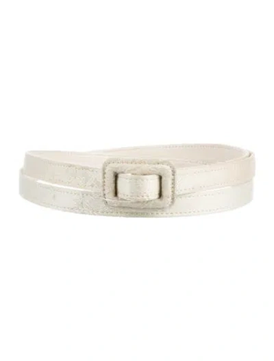Pre-owned Dior Skinny Belt In White