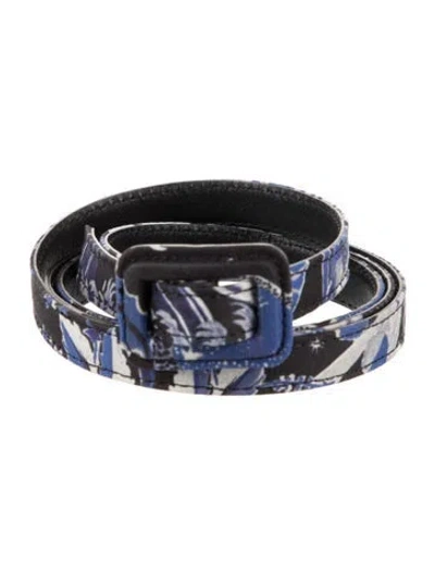 Pre-owned Dior Skinny Canvas Belt In Blue