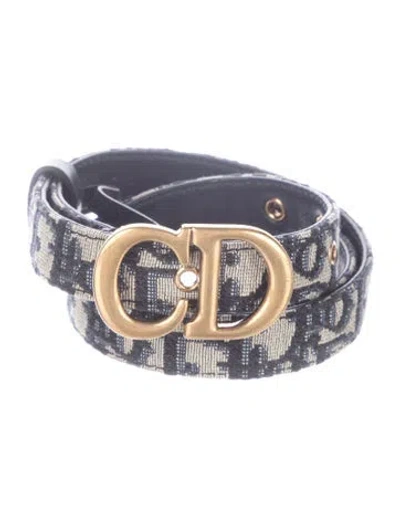 Pre-owned Dior Skinny Canvas Belt In Blue
