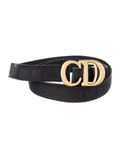 Pre-owned Dior Skinny Canvas Waist Belt In Black