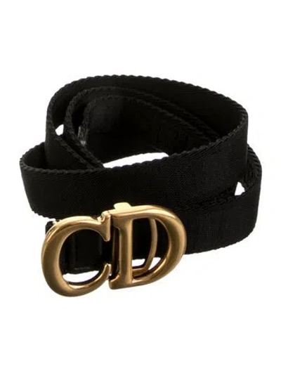 Pre-owned Dior Skinny Canvas Waist Belt In Black