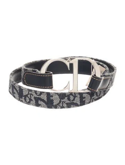 Pre-owned Dior Skinny Canvas Waist Belt In Blue