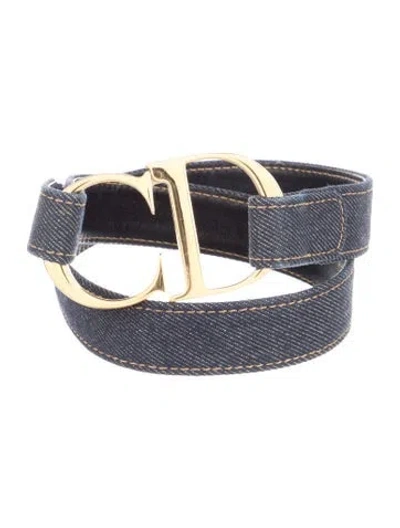 Pre-owned Dior Skinny Denim Waist Belt In Blue
