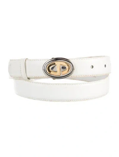 Pre-owned Dior Skinny Double G Buckle Skinny Belt In Neutral