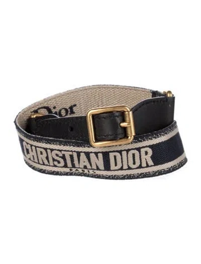 Pre-owned Dior Skinny Embroidered Accent Waist Belt In Blue