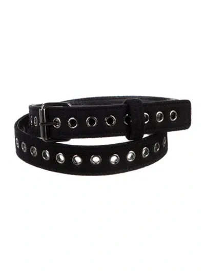 Pre-owned Dior Skinny Felt Belt In Black