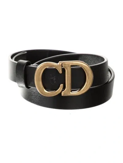 Pre-owned Dior Skinny Leather Belt In Black