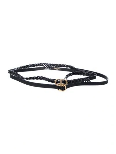 Pre-owned Dior Skinny Leather Belt In Black