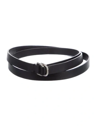 Pre-owned Dior Skinny Leather Belt In Black