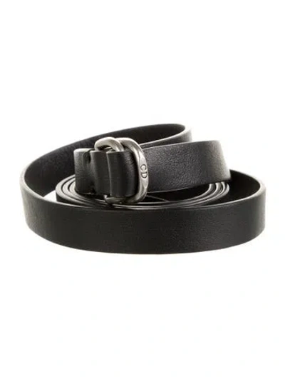 Pre-owned Dior Skinny Leather Belt In Black